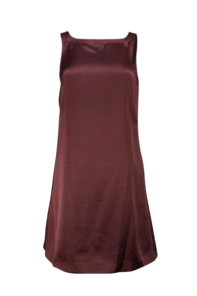 Rebecca Taylor - maroon Satin Sleeveless Mini Shift Dress Sz 4 - Current Boutique
