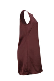 Rebecca Taylor - maroon Satin Sleeveless Mini Shift Dress Sz 4 - Current Boutique