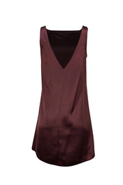 Rebecca Taylor - maroon Satin Sleeveless Mini Shift Dress Sz 4 - Current Boutique