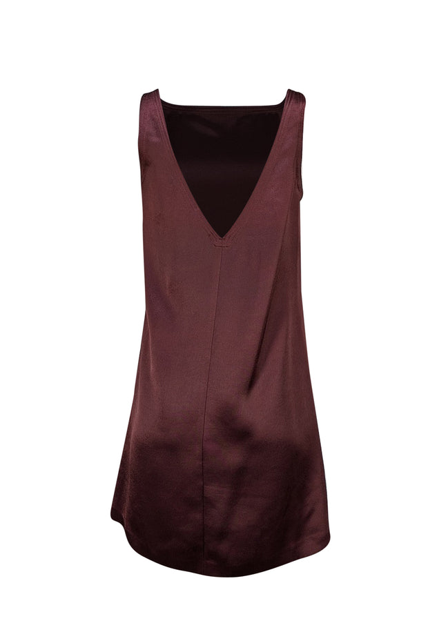 Rebecca Taylor - maroon Satin Sleeveless Mini Shift Dress Sz 4 - Current Boutique
