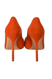Manolo Blahnik - Orange Suede Pointed Toe Pumps Sz 7.5
