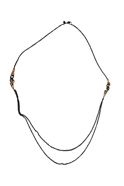 Alexis Bittar - Black Chain Necklace w/ Gold Detail - Current Boutique
