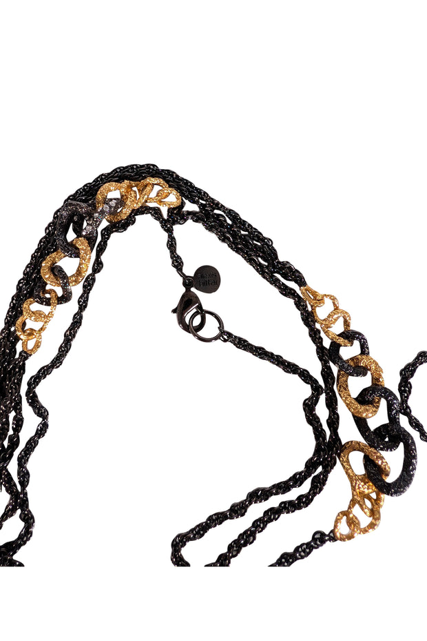 Alexis Bittar - Black Chain Necklace w/ Gold Detail - Current Boutique