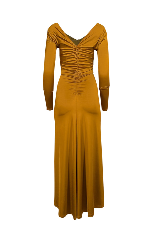 Veronica Beard - Gold Ruched Satin Long Sleeve Dress Sz 00 Veronica Beard - Gold Ruched Satin Long Sleeve Dress Sz 00