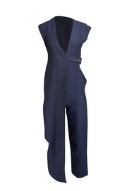 Rachel Comey - Navy Blue Textured Sleeveless Jumpsuit Sz 0 - Current Boutique