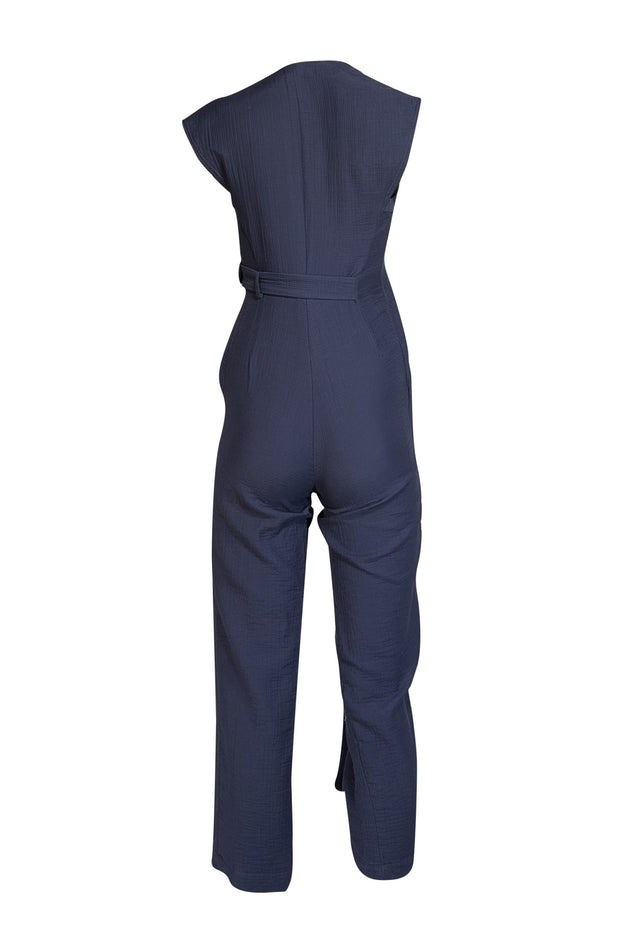 Rachel Comey - Navy Blue Textured Sleeveless Jumpsuit Sz 0 - Current Boutique