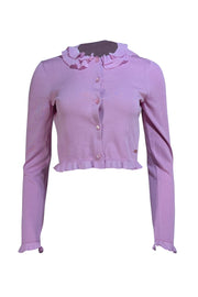 Ferragamo - Light Pink-Purple Ruffle Trim Cardigan Sz M
