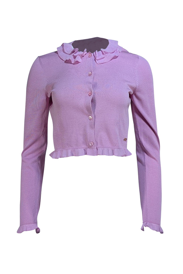 Ferragamo - Light Pink-Purple Ruffle Trim Cardigan Sz M