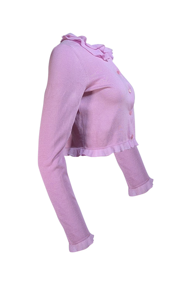 Ferragamo - Light Pink-Purple Ruffle Trim Cardigan Sz M