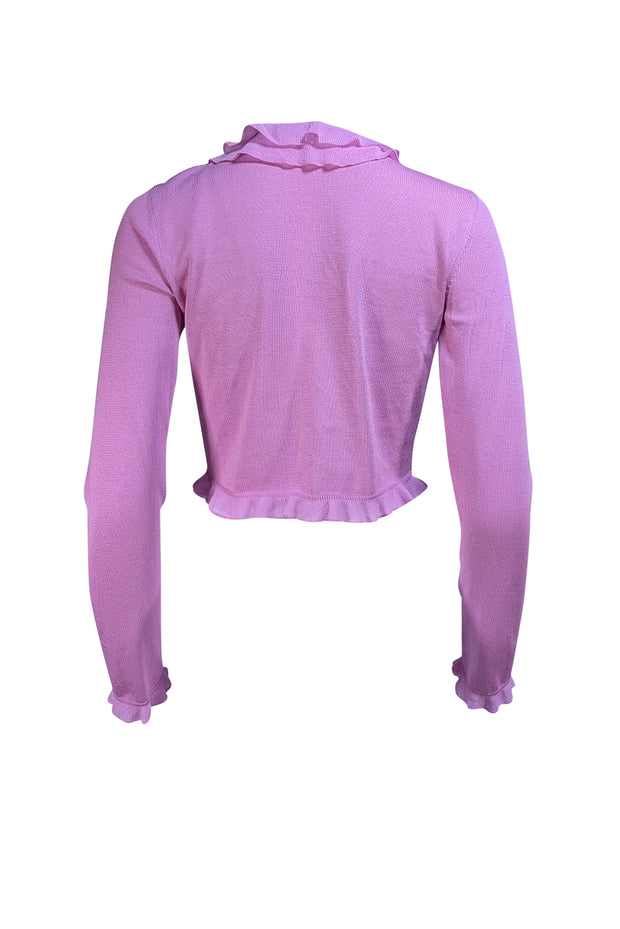 Ferragamo - Light Pink-Purple Ruffle Trim Cardigan Sz M