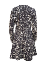Tory Burch - Black & Cream Floral Long Sleeve Quarter Button Dress Sz M - Current Boutique