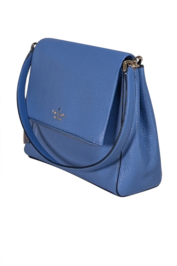 Kate Spade - Blue Pebbled Front Flap Shoulder Bag
