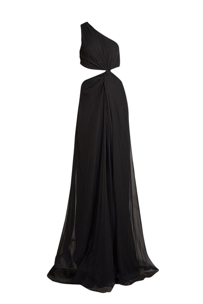 Cinq a Sept - Black One Shoulder Cutout "Goldie" Dress Sz 8 - Current Boutique