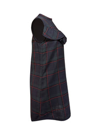 Suno - Navy, Green, & Red Plaid Sleeveless Ruffle Trim Dress Sz 8