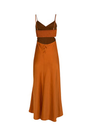 A.L.C. - Rust Orange Satin Sleeveless Midi Dress Sz 6