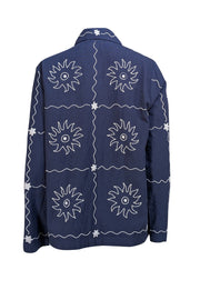 Sissel Edelbo - Navy Beaded "My Jacket" Shirt Jacket Sz M - Current Boutique