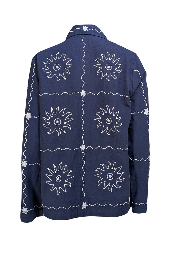 Sissel Edelbo - Navy Beaded "My Jacket" Shirt Jacket Sz M - Current Boutique