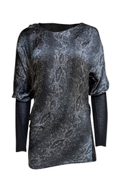 Helmut Lang - Blue Multi Snake Print Asymmetrical Mini Dress Sz 2 - Current Boutique