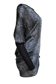 Helmut Lang - Blue Multi Snake Print Asymmetrical Mini Dress Sz 2 - Current Boutique