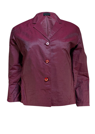 Prada - Wine Cotton Blazer Sz 6 - Current Boutique