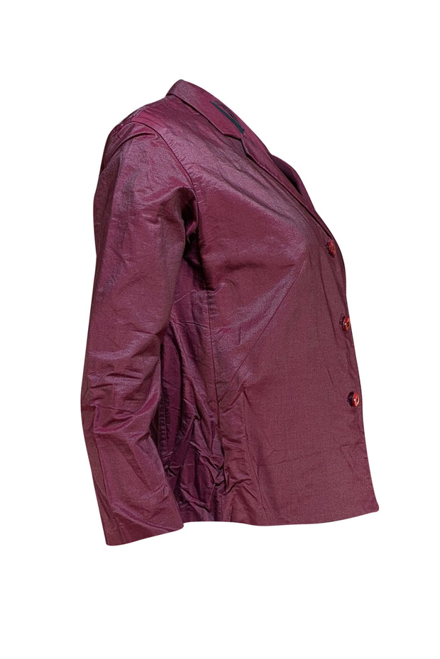 Prada - Wine Cotton Blazer Sz 6 - Current Boutique