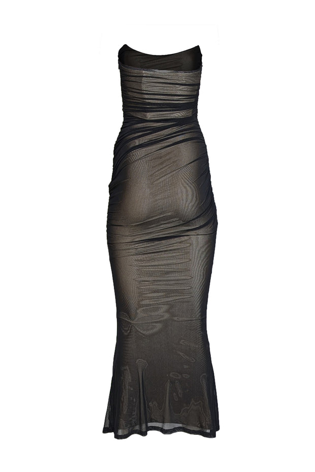 black mesh dress retrofete Retrofete Bryson black strapless mesh lace and embellished dress by Retrofete