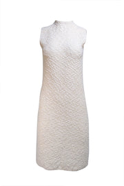 St. John - Cream Knit Mock Neckline Sleeveless Dress Sz M