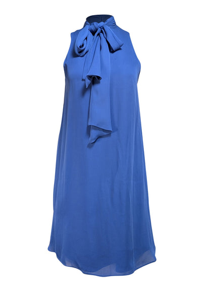 Alice & Olivia - Royal Blue Sleeveless Silk Neck Tie Dress Sz S - Current Boutique