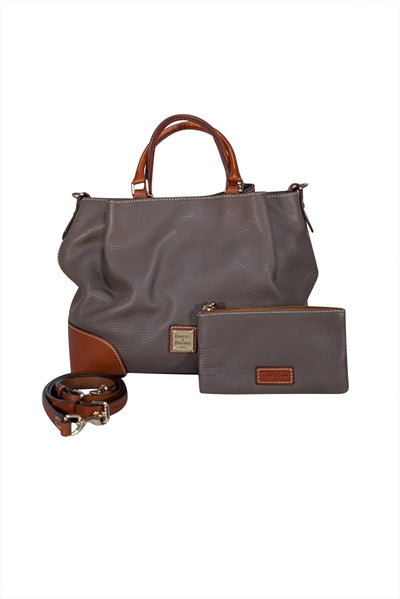 Dooney & Bourke - Grey Pebbled Leather Satchel Bag - Current Boutique