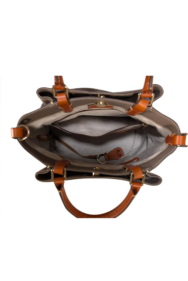 Dooney & Bourke - Grey Pebbled Leather Satchel Bag - Current Boutique