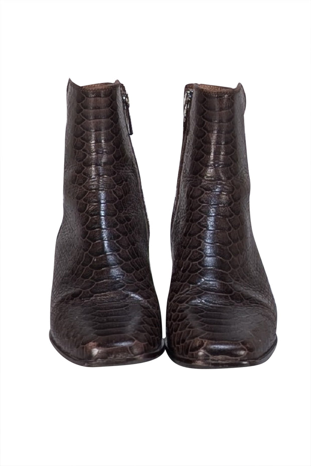 Donald J Pliner - Brown Croc Embossed Leather Sz 6