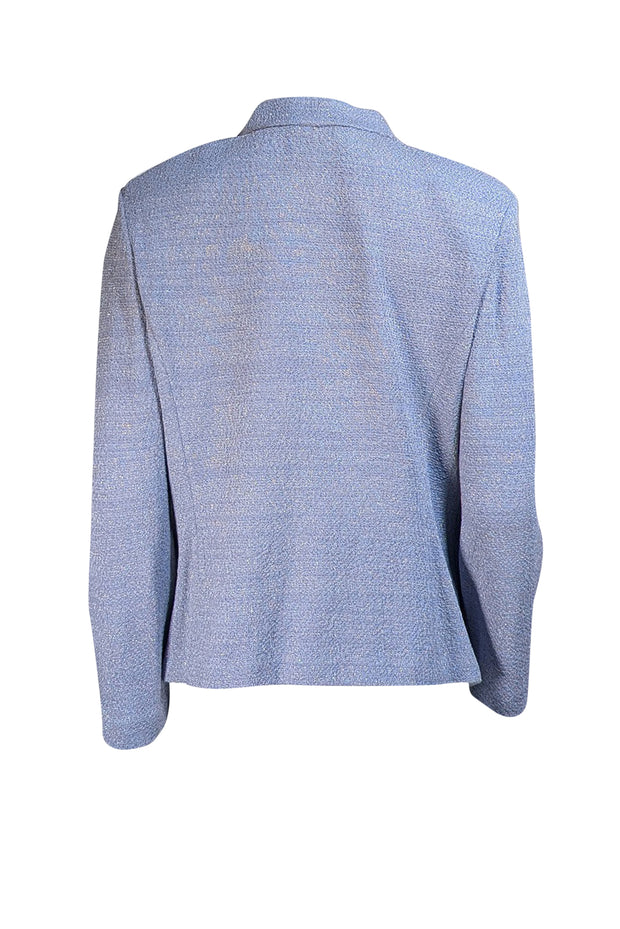 St. John Couture - Pale Blue Metallic Silver Blend Single Button Blazer Sz 12