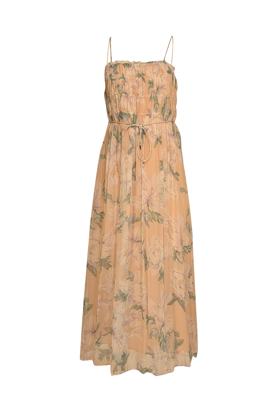 Intermix - Pastel Pink w/ Green & Lavender Floral Print Sleeveless Maxi Dress Sz 00 Intermix - Pastel Pink w/ Green & Lavender Floral Print Sleeveless Maxi Dress Sz 00