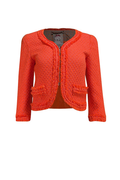 Yoana Baraschi - Neon Orange Tweed Jacket Sz 4 - Current Boutique