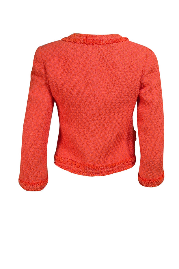 Yoana Baraschi - Neon Orange Tweed Jacket Sz 4 - Current Boutique