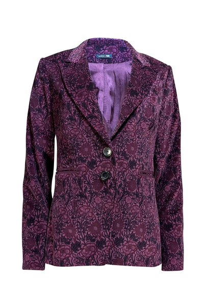 Paige - Purple Floral Velvet "Chelsee" Blazer Sz 4 - Current Boutique