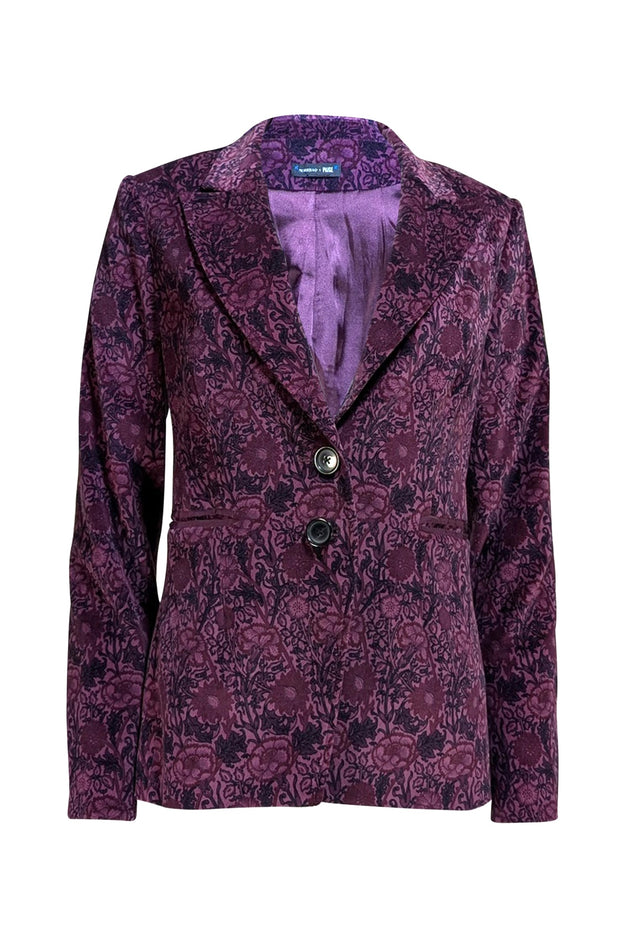 Paige - Purple Floral Velvet "Chelsee" Blazer Sz 4 - Current Boutique