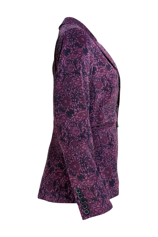 Paige - Purple Floral Velvet "Chelsee" Blazer Sz 4 - Current Boutique