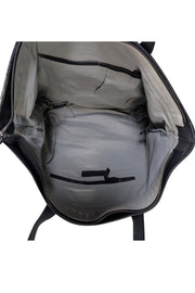 Day & Mood - Black Genuine Leather Woven Top Zipper Tote Bag - Current Boutique