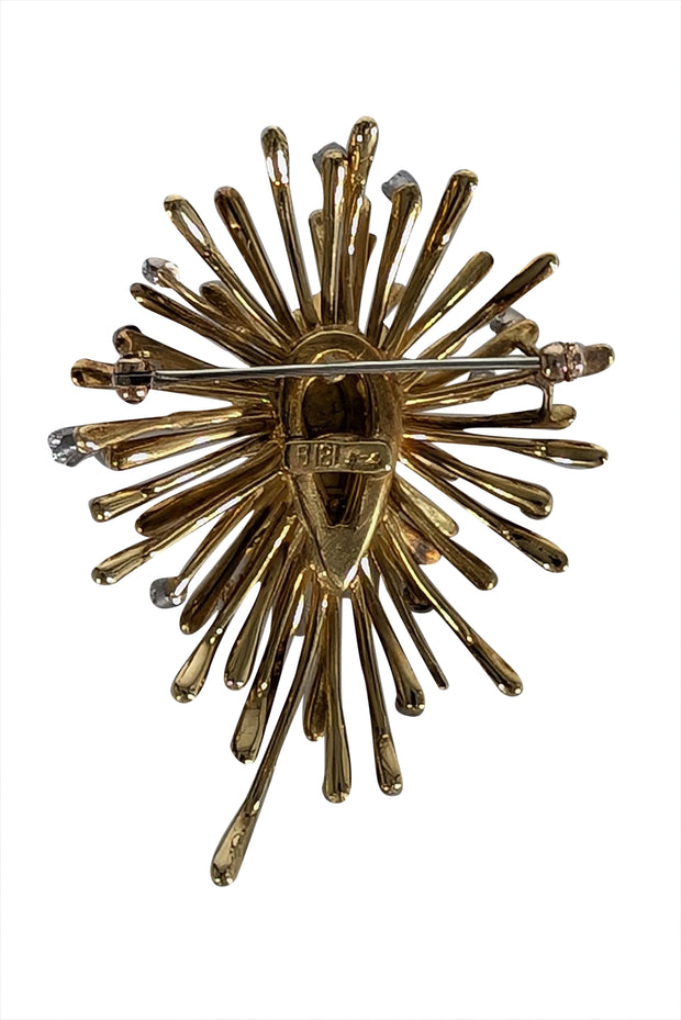 No Label - Gold Colored Starburst Brooch