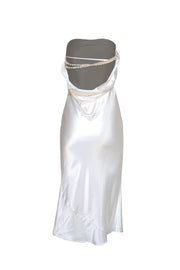 Retrofete - Ivory Satin Strapless Midi Slip Dress w/Pearl Back Sz XS - Current Boutique