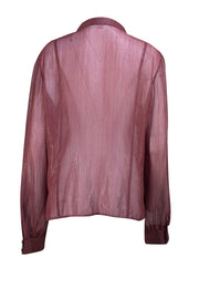 St. John Couture - Maroon Metallic Button Down Shirt Sz 16 - Current Boutique