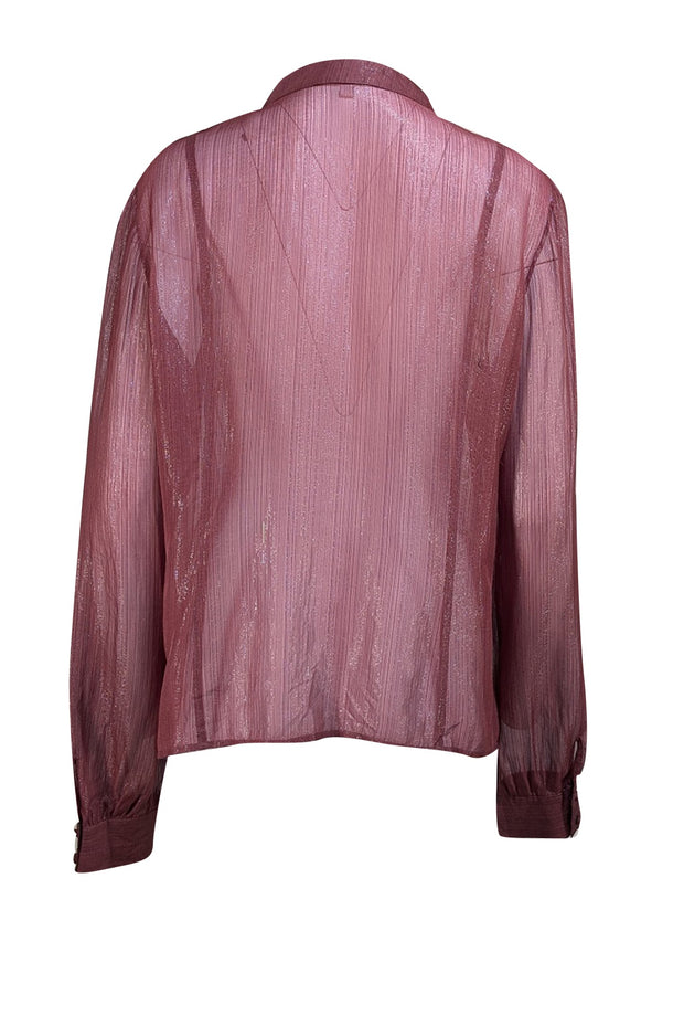 St. John Couture - Maroon Metallic Button Down Shirt Sz 16 - Current Boutique
