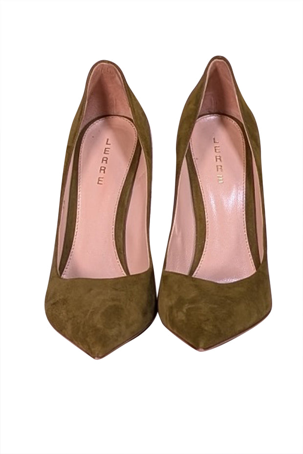 Lerre - Green Suede Pointed Toe Pumps Sz 8