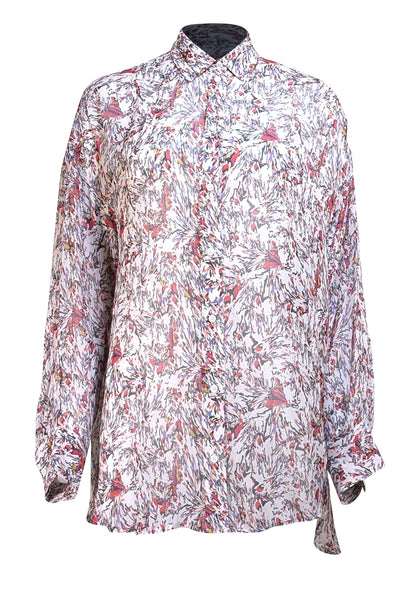 IRO - Ivory Abstract Multi Button Down Shirt Sz 6 - Current Boutique