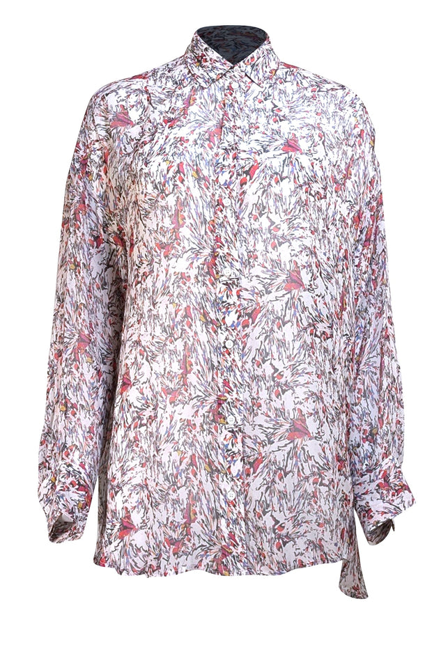 IRO - Ivory Abstract Multi Button Down Shirt Sz 6 - Current Boutique