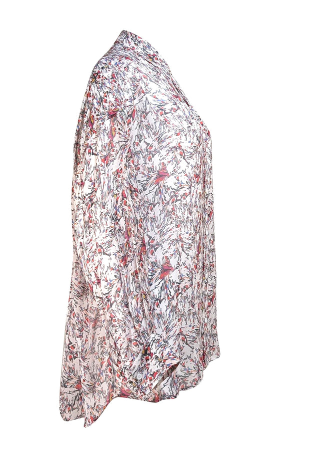 IRO - Ivory Abstract Multi Button Down Shirt Sz 6 - Current Boutique