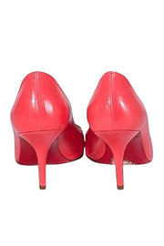 Christian Louboutin - Neon Corasl Pink Leather Peep Toe Pumps Sz 8 - Current Boutique
