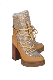 Michael Kors - Tan Bling Platform Booties Sz 7.5