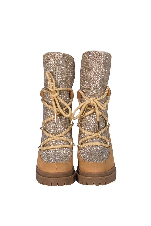 Michael Kors - Tan Bling Platform Booties Sz 7.5